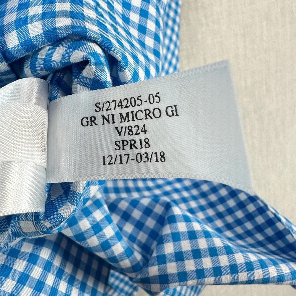 Banana Republic Shirt Mens M Blue White Gingham Grant Fit Non Iron Long Sleeve